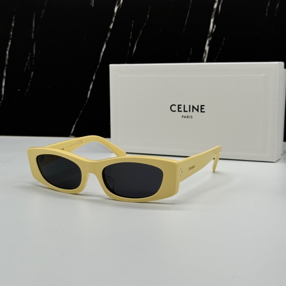 NEW CL40245U 39A CELINE YELLOW GREY SQUARE WOMEN CELINE SUNGLASSES - Picture 2 of 11